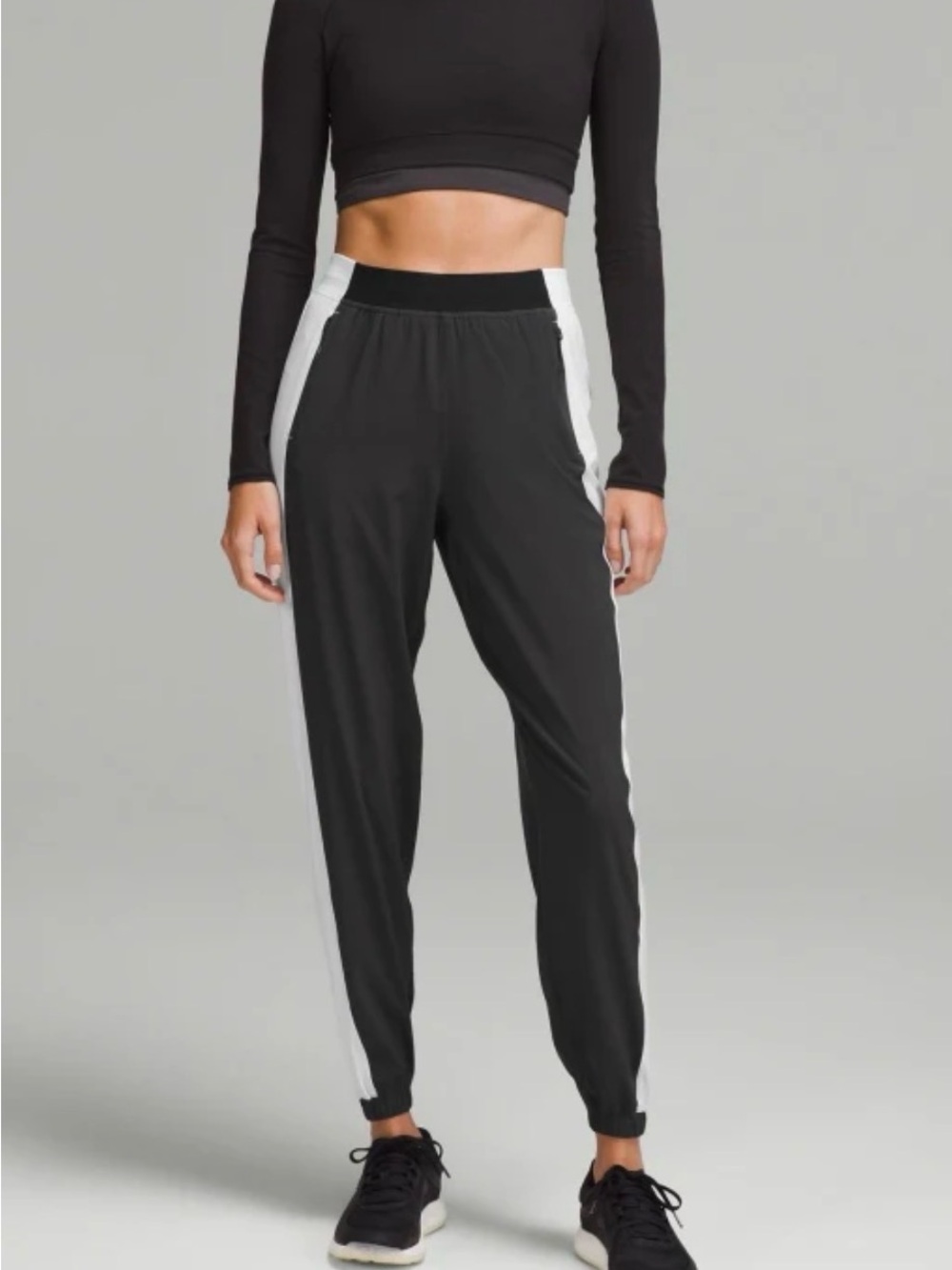 NWT Lululemon Adapted State High-Rise Jogger: Colourblock in black and white.
